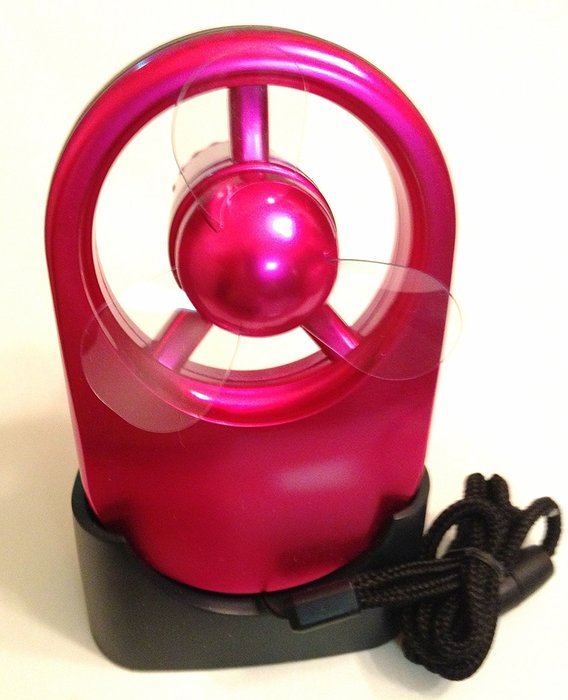 Isotoner Totes Brand Battery Operated Touch Personal Fan for Her! Fashionable Handheld with Stand! (Fuschia) N5