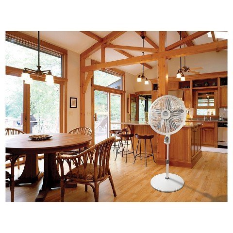 Lasko 3-Speed 18" Elegance and Performance Pedestal Fan with Remote, White N3