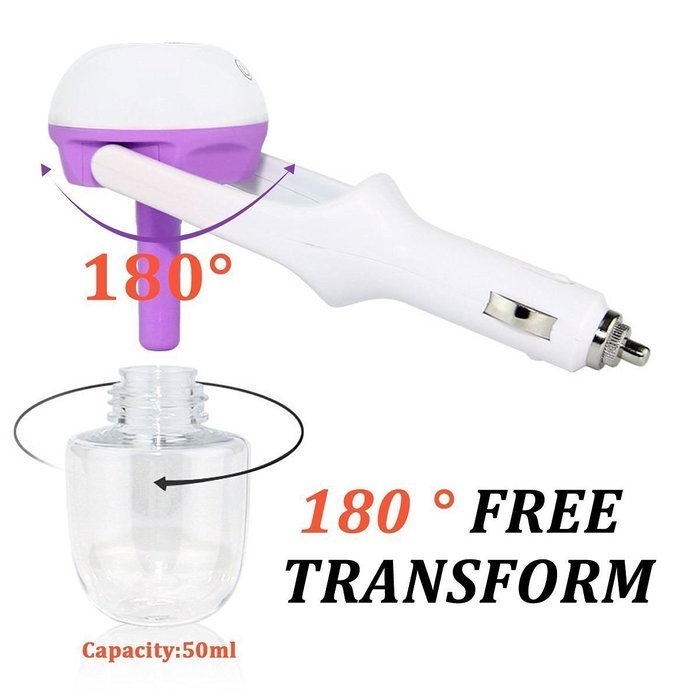 IPUIS Car Air Humidifier with USB Changer Port Aromatherapy Essential Oil Aroma Diffuser Air Purify Car charger... N14