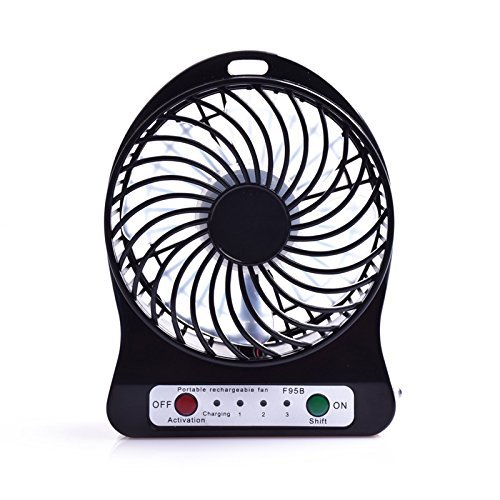 Portable Fan, KaiYeah 3 in 1 4 Vanes Mini USB Rechargeable Fan with Power Bank and Flashlight, Package with Wall... N7