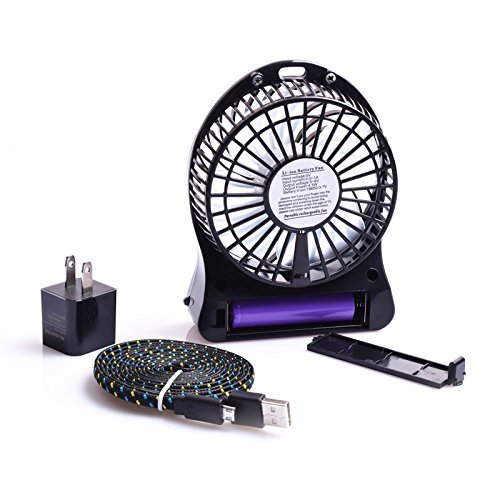 Portable Fan, KaiYeah 3 in 1 4 Vanes Mini USB Rechargeable Fan with Power Bank and Flashlight, Package with Wall... N8