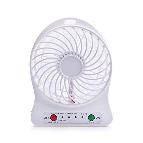 Portable Fan, KaiYeah 3 in 1 4 Vanes Mini USB Rechargeable Fan with Power Bank and Flashlight, Package with Wall... N9