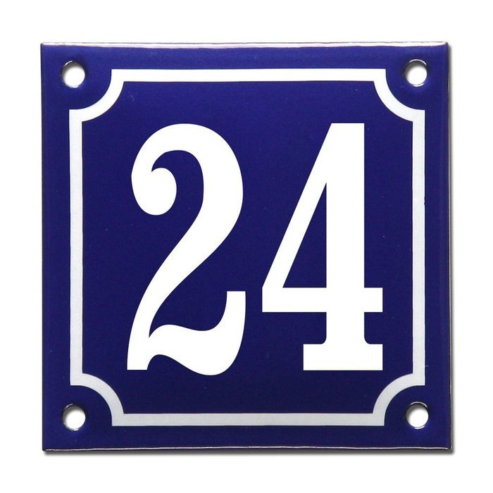 Enamel house number French blue, number 24 by TopEmaille