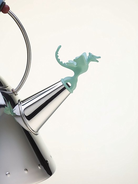 Alessi "Tea Rex", Kettle in 18/10 Stainless Steel Mirror Polished With Handle And Prehistoric Reptilian Whistle... N4