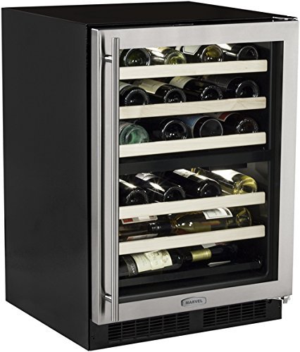 Marvel ML24WDG2LB High Efficiency Dual Zone Wine Cellar, 24", Black