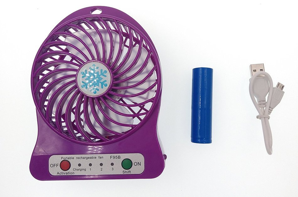 O-Best Batteries/USB Powered Portable Mini Air Conditioning Fan Chargeable Hand-held No Leaf Fan Air Conditioner... N14
