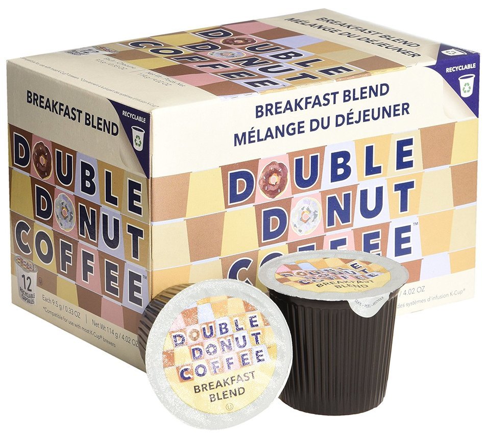 Double Donut Breakfast Blend Coffee, in Recyclable Single Serve Cups for Keurig K-Cup Brewers, 24 Count N5