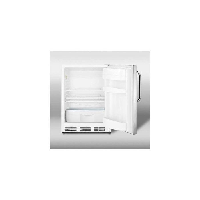 Summit FF6LSSTBADA 5.5 cu. ft. Freestanding Refrigerator with Lock, Stainless Steel Door, Towel Bar