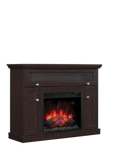 Windsor TV Stand with 23" Electric Fireplace, Oak Espresso