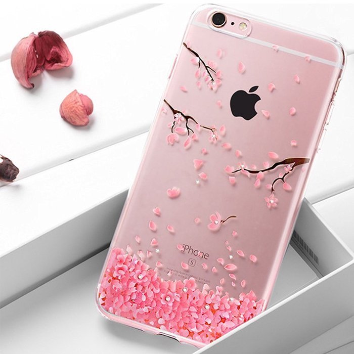 iPhone 5S Case, iPhone SE Case, PHEZEN Clear Soft TPU Protective Case Back Cover with Beautiful Cherry Blossom... N11