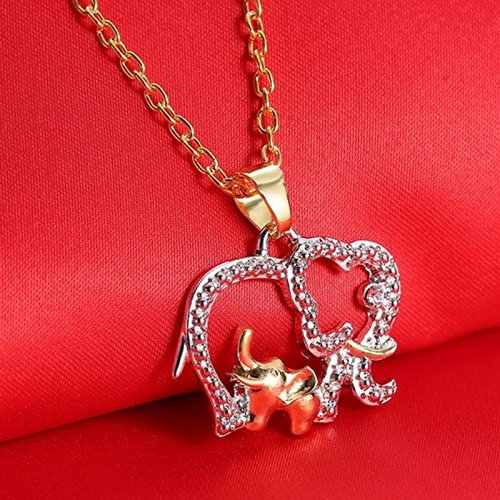 Fashion Women Animal Elephant Long Chain Crystal Silver Plated Pendant Necklace N2