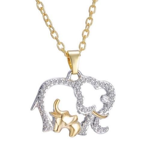 Fashion Women Animal Elephant Long Chain Crystal Silver Plated Pendant Necklace N3