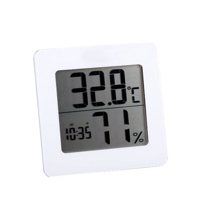 Digital Electronic Indoor Thermometer Hygrometer with Night Light Alarm Clock & Date,Black/White (White)