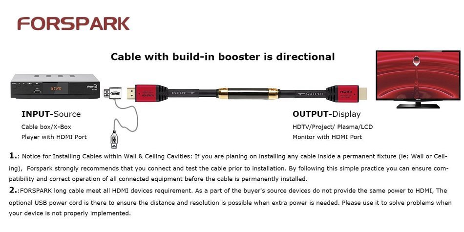 FORSPARK High Speed Ultra HDMI Cable 6ft with Ethernet ,Full HD, Supports 4K, 3D, 1080p Full HD Latest Version... N4