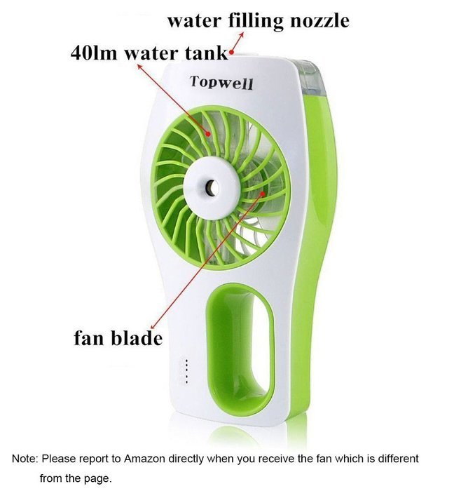 Topwell USB Mini Misting Fan Built-in Rechargeable Misting Fan Handheld Personal Cooling Mist Humidifier for Home... N10
