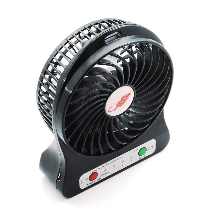 Happy-top&reg; 4-inch Vanes 3 Speeds Mini Hand Held Portable USB Fan with 18650 Rechargeable Battery and USB Cable... N18