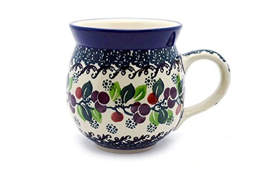 Polish Pottery Mug - 11 oz. Bubble - Burgundy Berry Green