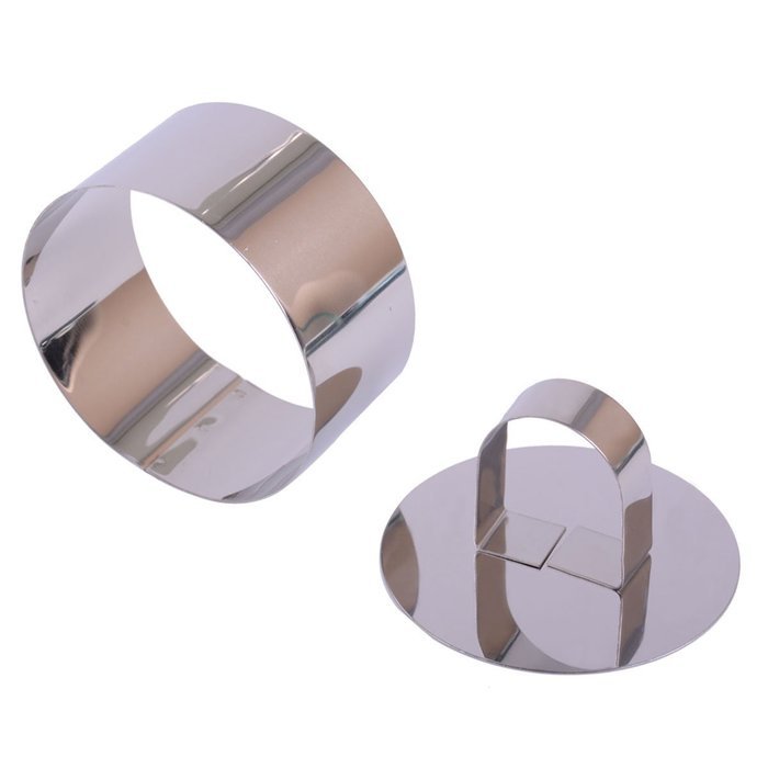 FUBARBAR Mini Cake Cutter Mold Decorating Pastry Ring with Pusher 3 X 2 Inch Stainless Steel Assorted Shape(Round) N2