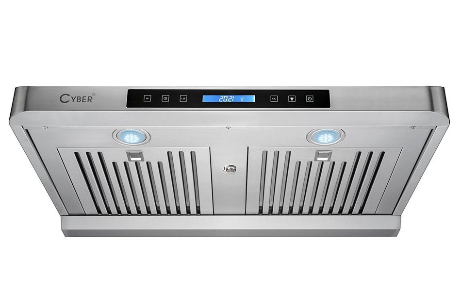 CYBER&reg; Modern Silm Seamless Steel Under Cabinet Range Hood 30" Smoke Sensor