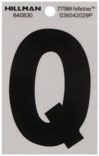 The Hillman Group 840830 3-Inch Letter Q Reflective Square-Cut Mylar, Black on Silver by The Hillman Group