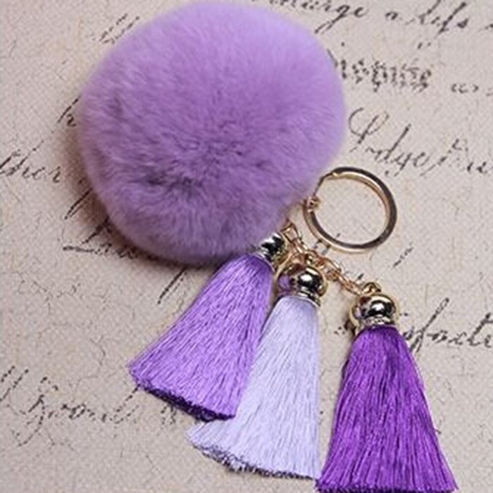 Spritech(TM) Cute Fashion Car Bag Key Chain Accessary Rabbit Fur Plush