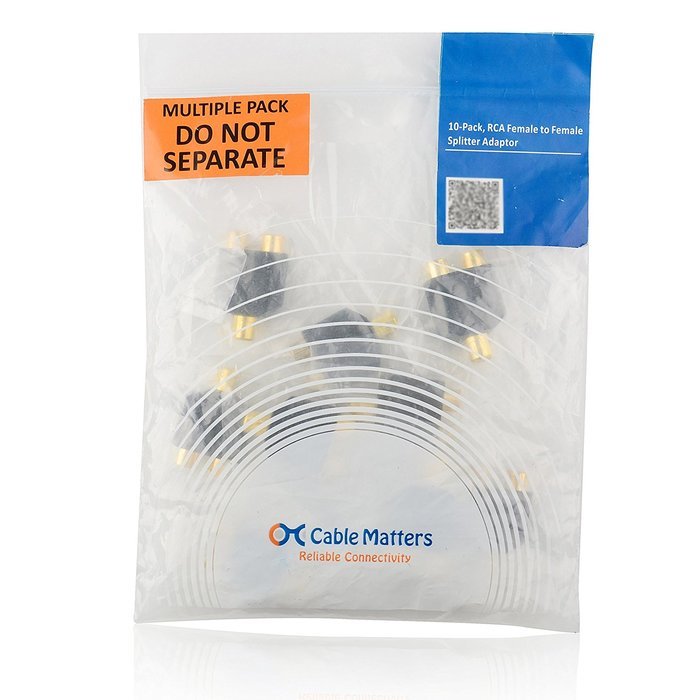 Cable Matters 5-Pack, Gold Plated 3-RCA Coupler N48