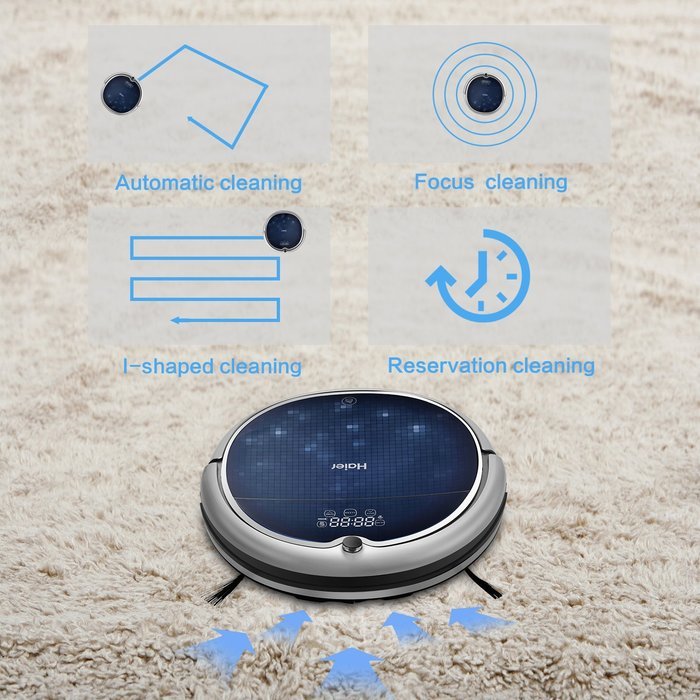 Haier Robot Vacuum Cleaner Floor Cleaner with Self Charging and Wet Mop with Remote Control Blue N14