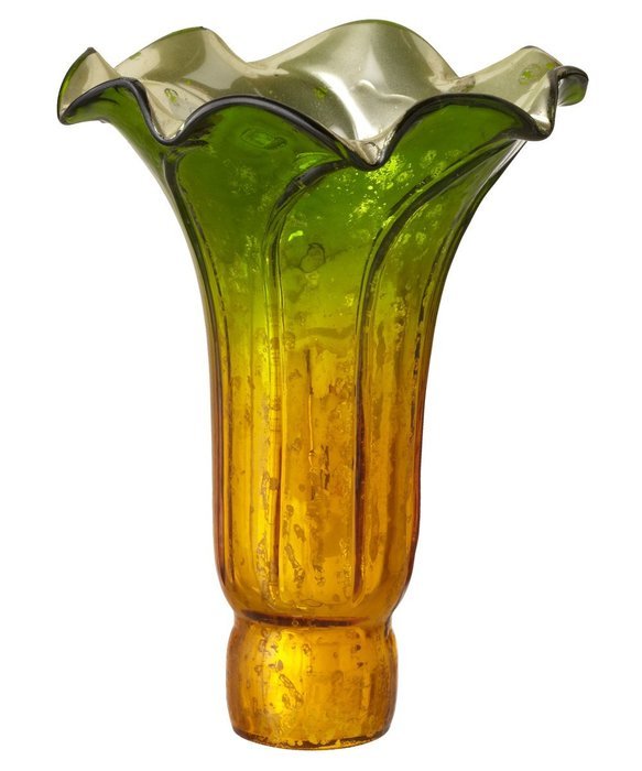 River of Goods 1000J Hand Blown Mercury Glass Replacement Lily Shade, Green/Amber N20