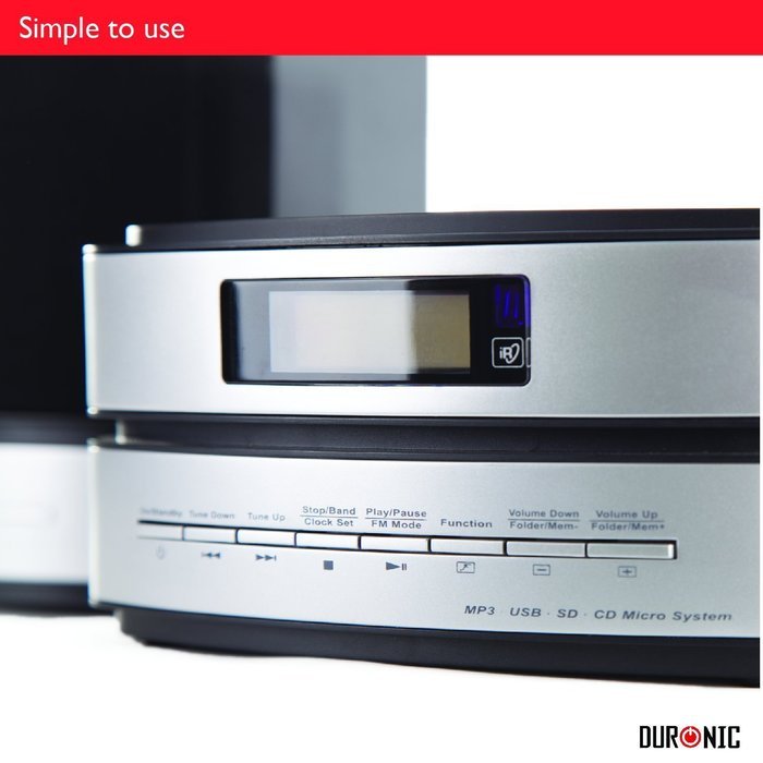 Duronic RCD144 Micro Hi-Fi Audio System with CD/MP3 CD/USB/AM/FM Radio/SD Card/Remote Control/AUX N2