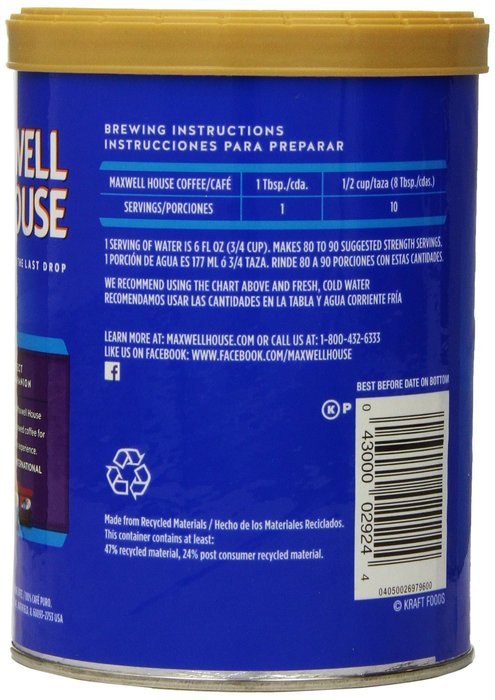Maxwell House Ground Coffee Canister, Wake Up Roast, 30.65 Ounce N26