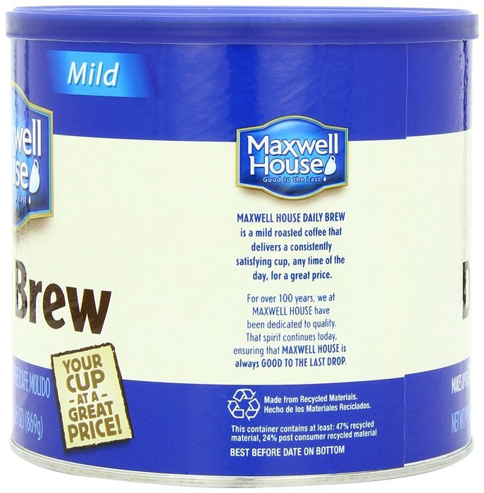 Maxwell House Ground Coffee Canister, Wake Up Roast, 30.65 Ounce N30
