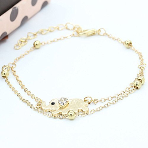 Fashion Women Charm Rhinestone Gold Elephant Chain Bracelet Jewelry Gift New N5