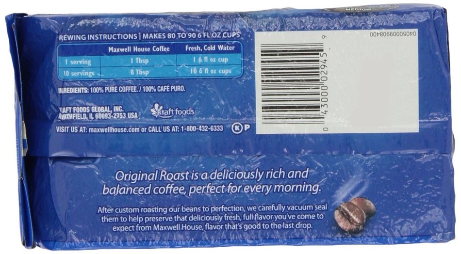 Maxwell House Ground Coffee Canister, Wake Up Roast, 30.65 Ounce N53