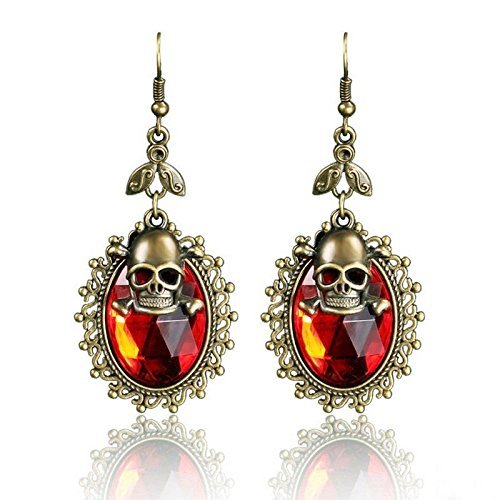 New Elegant Earrings Halloween Skull Red Crystal Party Christmas Fashion Jewelry