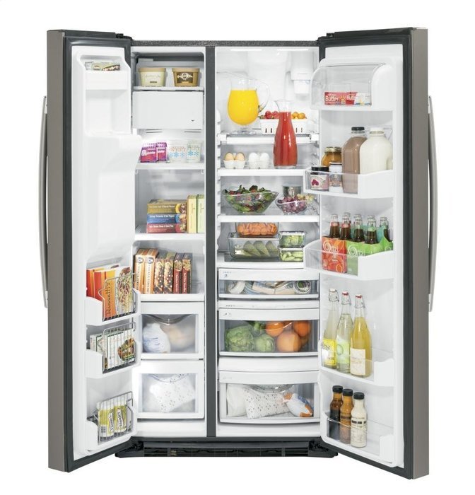 GE Profile PZS22MMKES 36" Counter-Depth Side-By-Side Refrigerator with Advanced Water Filtration, Adjustable Slide-Out...