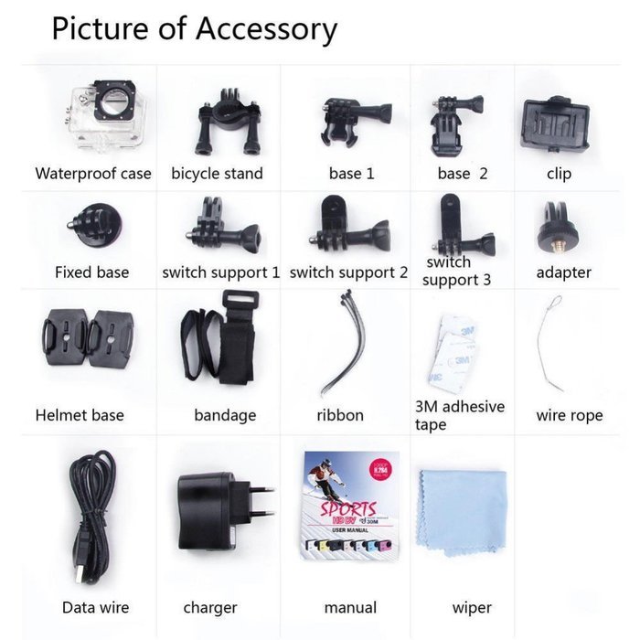 Balight Outdoor SJ4000 Waterproof Helmet Sports DV 1080P Full HD H.264 12MP Car Recorder Diving Bicycle Action... N3