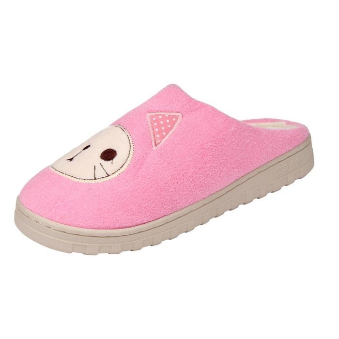 AutumnFall Women Soft Warm Indoor Candy Colors Cotton Slippers Home Anti-slip Shoes (40, Pink) N25