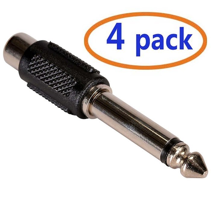 WOVTE RCA Stereo Jack to 6.35mm Mono Plug TS Adaptor Pack of 4 N3
