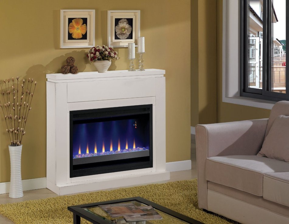 ClassicFlame 36WM1512-T401 Contemporary Wall Fireplace Mantel, White (Electric Fireplace Insert sold separately)