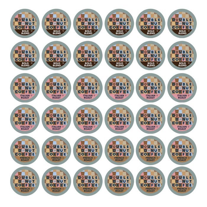 Double Donut Bold and Dark Coffee Single Serve Cups for Keurig K Cup Brewer Variety Pack, 36 Count