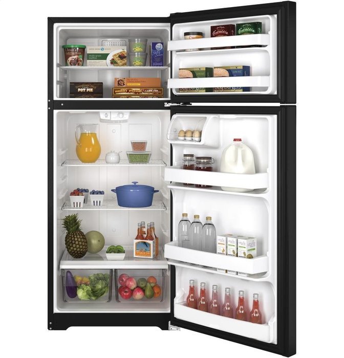 Ge GIDDS-1029628 Energy Star 17.5 cu. ft. Top Freezer Refrigerator, Black, Reversible Door Swing