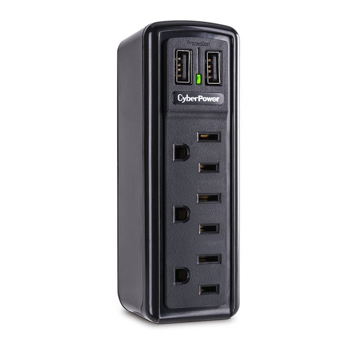 CyberPower CSP300WU Professional 3-Outlets Surge Suppressor 2 USB Charging Ports 918 Joules