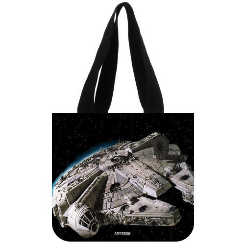 ARTSWOW Star Wars Millenium Falcon Cover Custom Eco Reusable Canvas Tote Bag Shopping Bags (2 Sides) N8