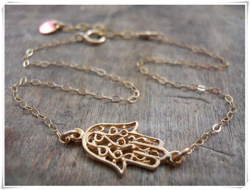 Hamsa Anklet, Layering Anklet, Gold Filled Hamsa Anklet, Dainty Gold Anklet