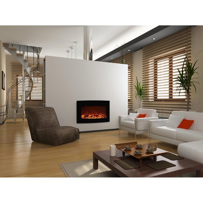 Elite Flame 35" York Curved Black Wall Mounted Electric Fireplace N3
