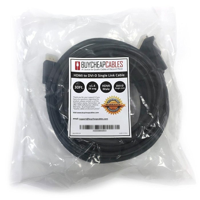BuyCheapCables&reg; HDMI to DVI Cable 30Ft Gold Plated Dual Link DVI-D 24k (9.1m) N4