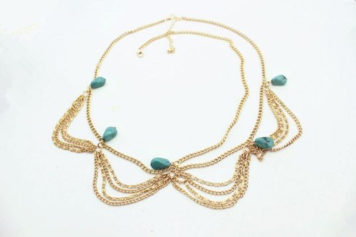 AutumnFall&reg; Women Head Turquoise Chain Jewelry Headband Party Headpiece Hair Band N2