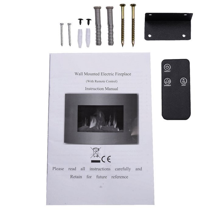 Wall-Mounted Fireplace Heater 35" XL Large 1500W Adjustable Electric With Remote Without Any Emissions Or Pollution N4