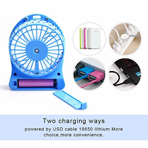 Portable Fan, KaiYeah 3 in 1 4 Vanes Mini USB Rechargeable Fan with Power Bank and Flashlight, Package with Wall... N12