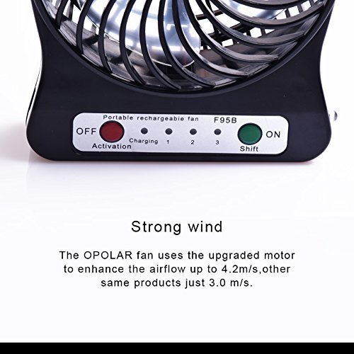 Portable Fan, KaiYeah 3 in 1 4 Vanes Mini USB Rechargeable Fan with Power Bank and Flashlight, Package with Wall... N13
